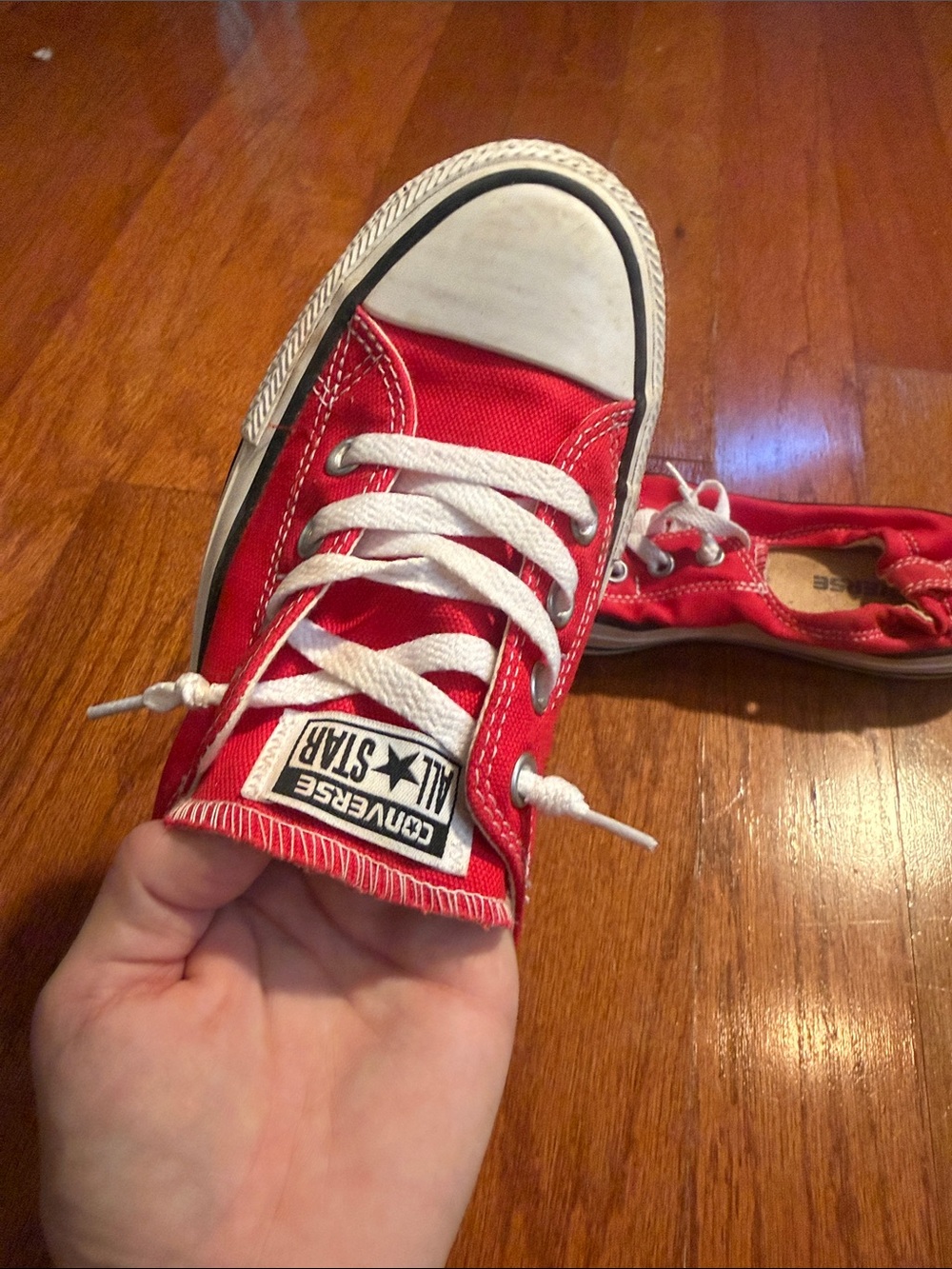 Converse Red Low-Top Canvas Sneakers with White Laces - Picture 2 of 7
